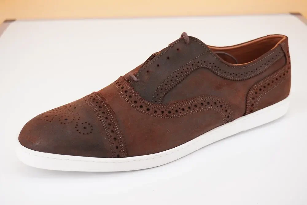 Allen Edmonds Strand Cap Toe Brown Suede Oxford Sneaker SZ 12 New $325